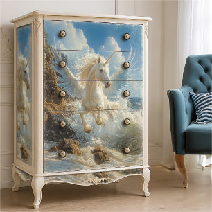 Papel De Seda Pegaso Fantasía Mitológica Unicornio Náutico Azul