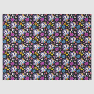Papel De Seda Pegasus Floral Negro