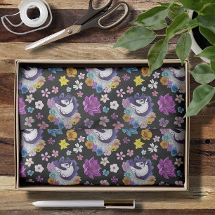 Papel De Seda Pegasus Floral Negro