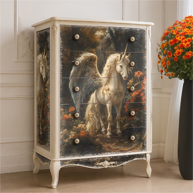 Papel De Seda Pegasus Unicornio Floral Decoupage Bosque (Subido por el creador)