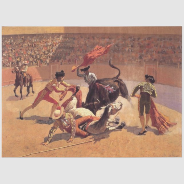 Papel De Seda Pelea de toros en México (por Frederic Remington) (Anverso)