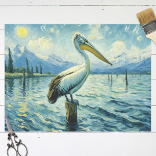 Papel De Seda Pelican Encaramado Sobre La Decoración De La Pintu