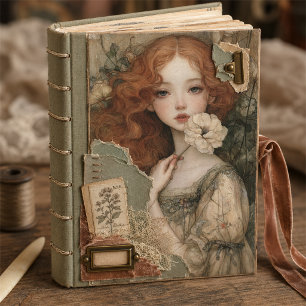 Papel De Seda Pelirroja Romántica con Decoupage de Flor de Marfi