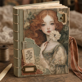 Papel De Seda Pelirroja Romántica con Decoupage de Flor de Marfi