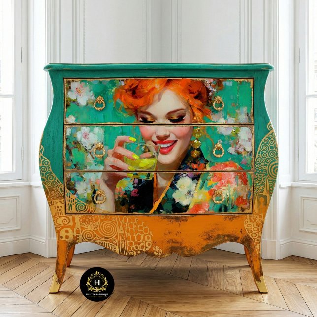 Papel De Seda Pelirroja sonriente con decoupage de cóctel de lim (Subido por el creador)