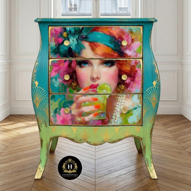 Papel De Seda Pelirroja Tropical con Decoupage de Cóctel de Lima (Subido por el creador)