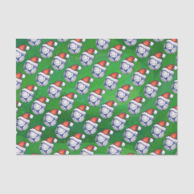 Papel De Seda Pelota de fútbol azul y blanca en verde (Anverso)