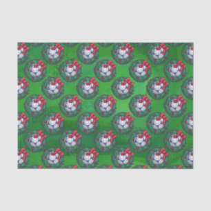 Papel De Seda Pelota de fútbol blanca y azul en verde