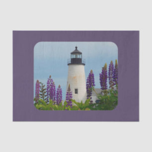 Papel De Seda Pemaquid Lighthouse Lupine Floral Decoupage