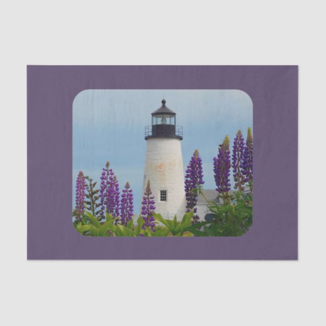 Papel De Seda Pemaquid Lighthouse Lupine Floral Decoupage (Anverso)