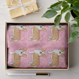 Papel De Seda Pembroke galés rojo Corgi Patrón de Corazón Rosa