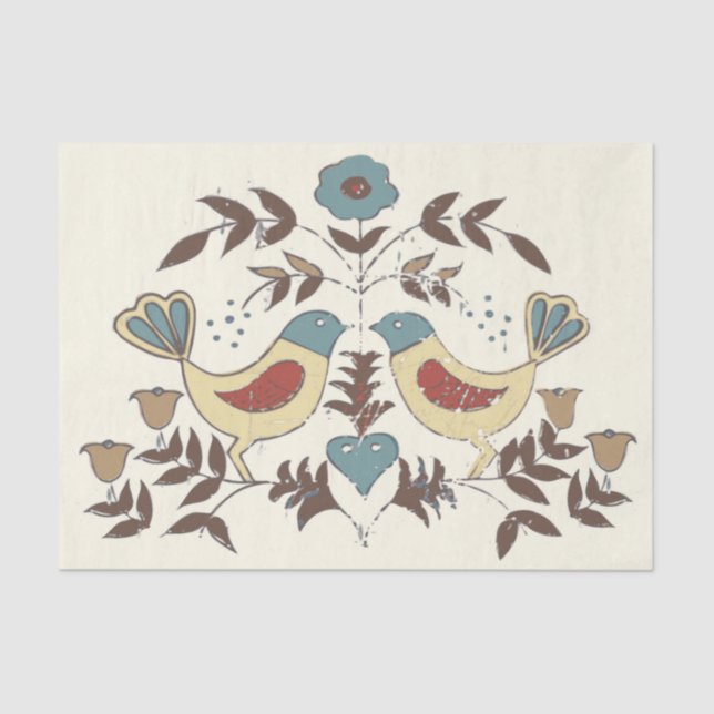 Papel De Seda Pennsylvania Dutch Amish Hex Rótulo Bird Americana (Anverso)