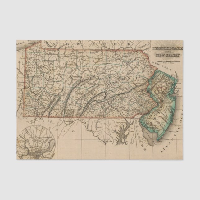 Papel De Seda Pennsylvania, New Jersey (Anverso)