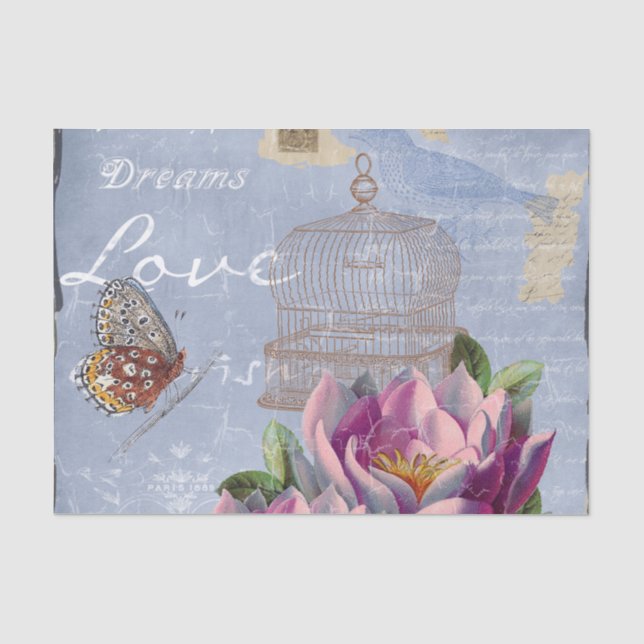 Papel De Seda Pensamientos de amor victorianos ensueño mariposa  (Anverso)