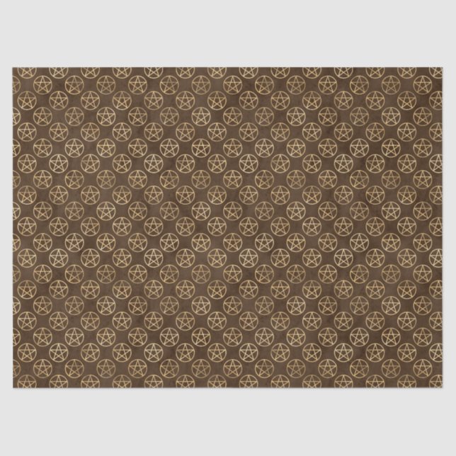 Papel De Seda Pentáculos De Oro En Marrón (Anverso)