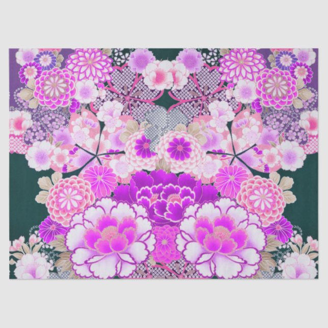 Papel De Seda Peonia de FLORES DE PINO BLANCO, Rosas floridos ja (Anverso)