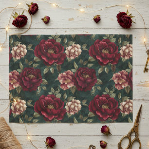 Papel De Seda Peonía Romántica Oscura Burgundy