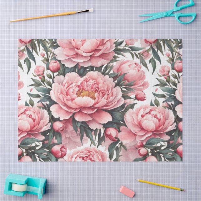 Papel De Seda Peonía Rosa  (Artesanía)