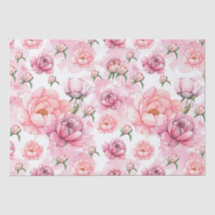 Papel De Seda Peonías acuarela rosa nupcial  