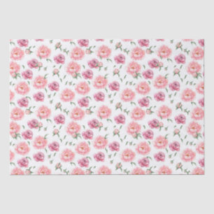 Papel De Seda Peonías acuarela rosa nupcial  