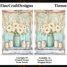 Papel De Seda Peonías crema Shabby Chic, Jarra Aqua DV5B Decoupa
