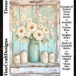 Papel De Seda Peonías de Crema Shabby Chic, Jarra Aqua DV5L Deco