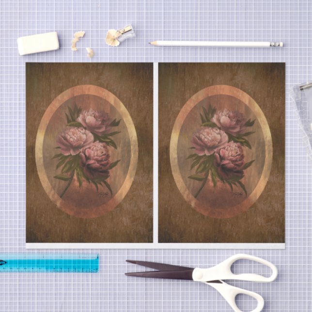 Papel De Seda Peonías Pintadas DBL (Artesanía)