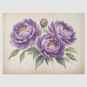 Papel De Seda Peonías Purpúreas en Decoupage de Pergamino