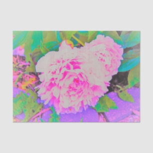 Papel De Seda Peonías rosadas eléctricas en el jardín colorido