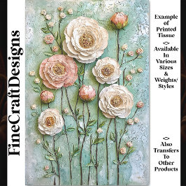 Papel De Seda Peonias texturizadas, desenlace de huerto de cabañ