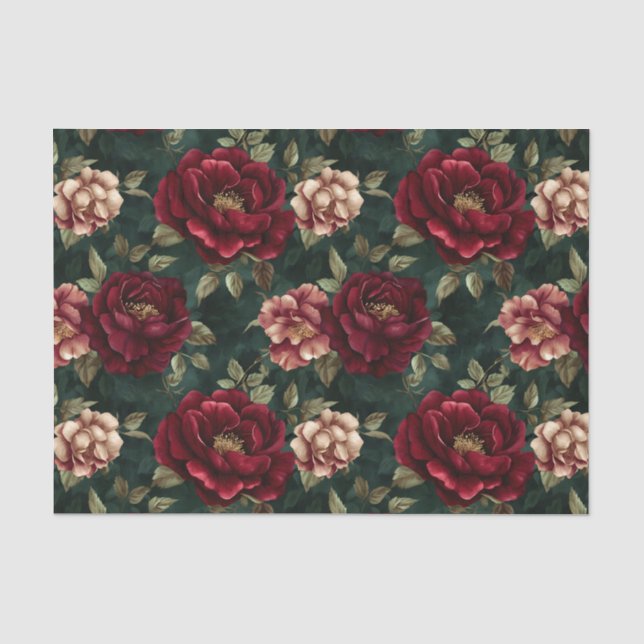 Papel De Seda Peony Dark Romantic Burgundy (Anverso)