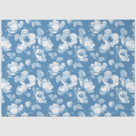 Papel De Seda Peony Rosa de Chinoiserie azul y blanco