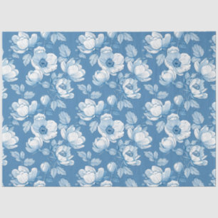 Papel De Seda Peony Rosa de Chinoiserie azul y blanco