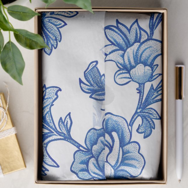 Papel De Seda Peony Rosa de Chinoiserie azul y blanco (Subido por el creador)