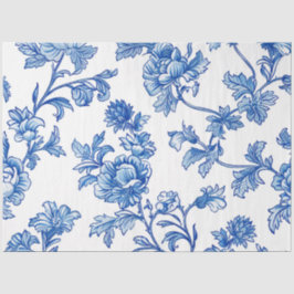 Papel De Seda Peony Rosa de Chinoiserie azul y blanco
