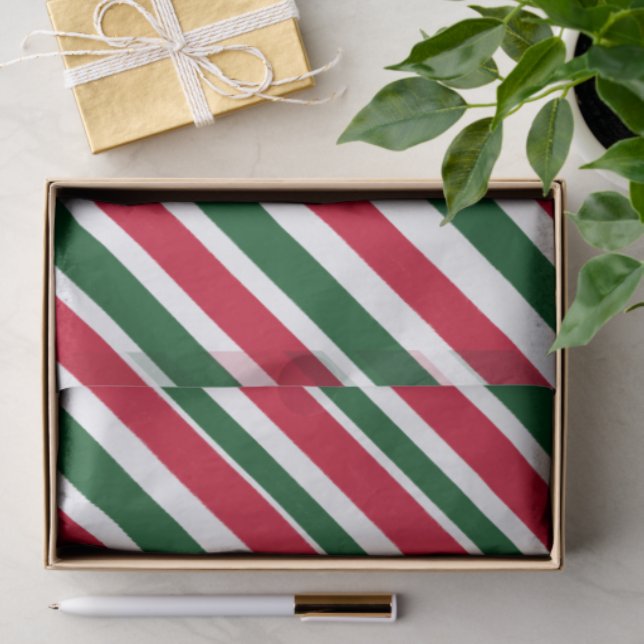 Papel De Seda Peppermint Stick Stripes in Red, Green, and White (Regalo )