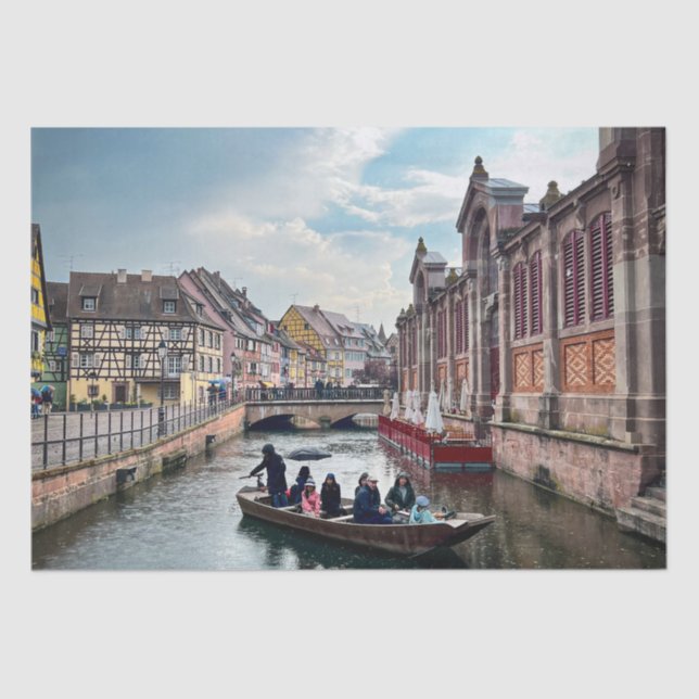 Papel De Seda Pequeña barca del río Venecia (Anverso)