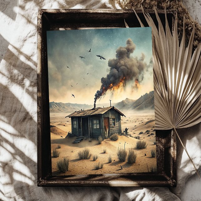 Papel De Seda Pequeña casa de madera del oeste silvestre en prai (Western wild west small wooden house in prairie tissue paper)