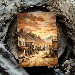 Papel De Seda Pequeña ciudad occidental en la pradera occidental