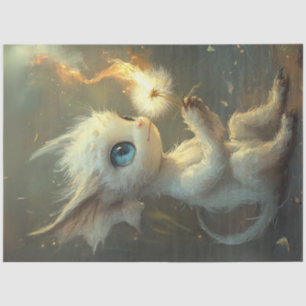 Papel De Seda Pequeña Criatura De Moda Blanca Y Dandelion