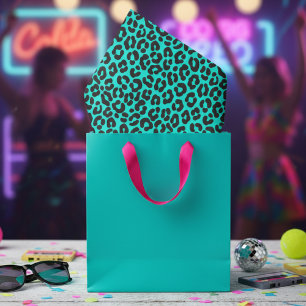 Papel De Seda Pequeña Estampa de Leopardo Azul Fluorescente