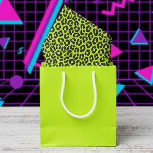 Papel De Seda Pequeña Estampa de Leopardo Verde Lima Fluorescent