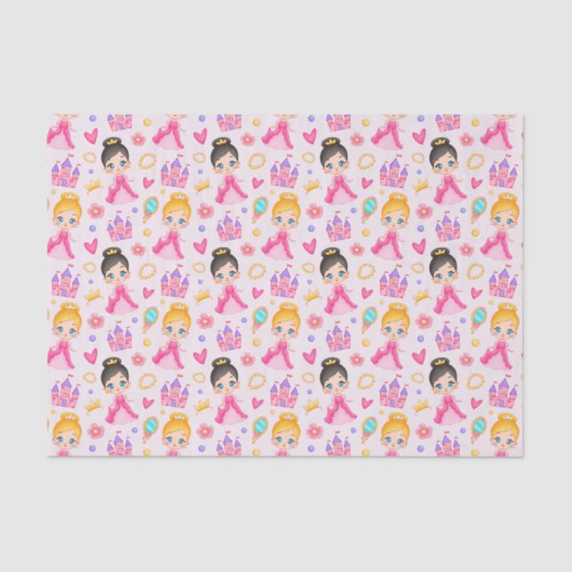 Papel De Seda Pequeña Princesa Cuta con vestido rosa (Anverso)