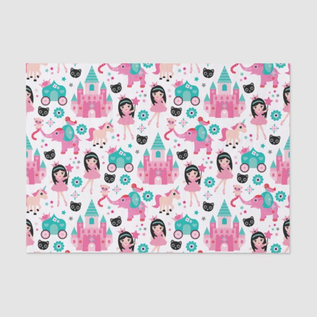 Papel De Seda Pequeña princesa rosada linda Unicorn Magical (Anverso)