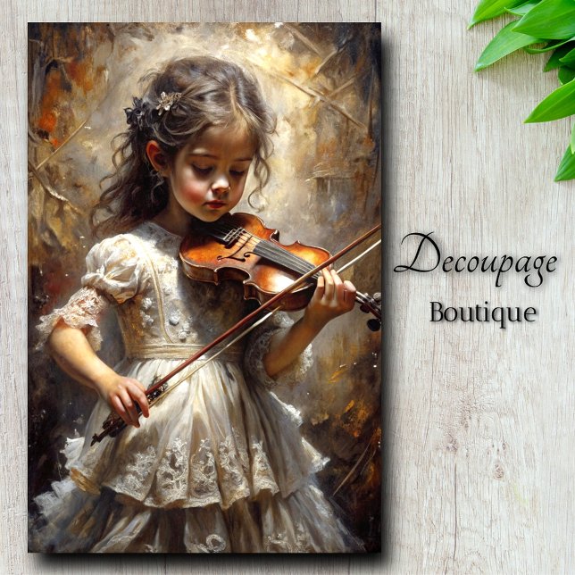 Papel De Seda Pequeña Virtuosa Encantando La Decoración Violinis (Little Virtuoso Enchanting Violinist Decoupage Tissue Paper By Decoupage Boutique)