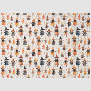 Papel De Seda Pequeña Y Pequeña Bruja Sin Marea. Halloween