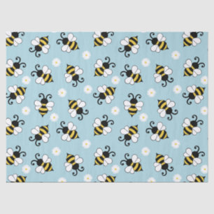 Papel De Seda Pequeñas abejas y flores de margarita