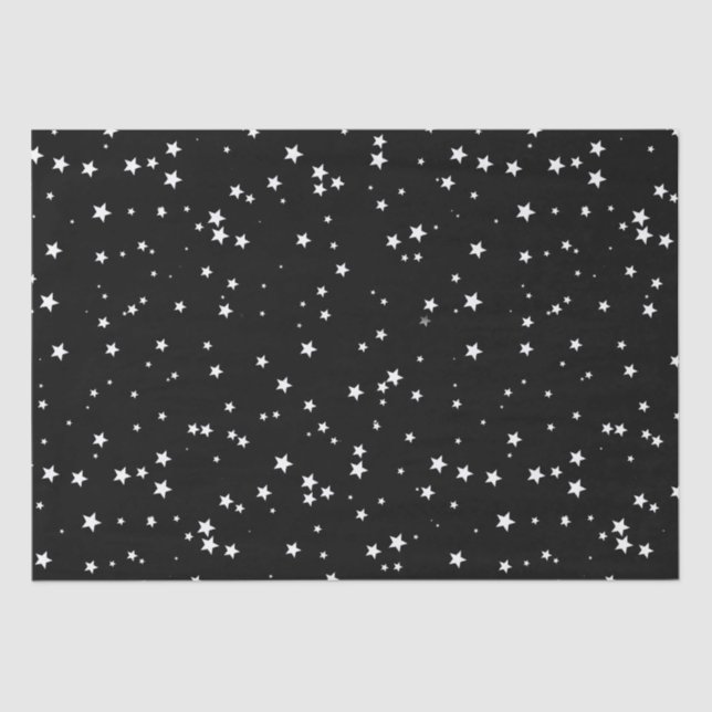 Papel De Seda Pequeñas estrellas blancas en el cielo negro  (Anverso)