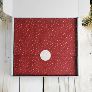 Papel De Seda Pequeñas estrellas blancas en Navidades rojos