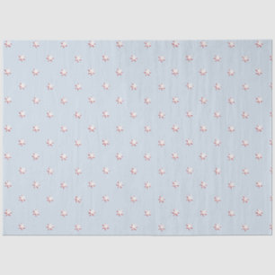 Papel De Seda Pequeñas Estrellas Rojas y Crema en Azul Cielo